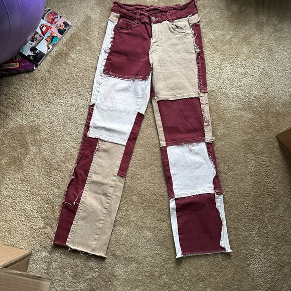 Denim - Y2K Distressed Patchwork Women Jeans Size S